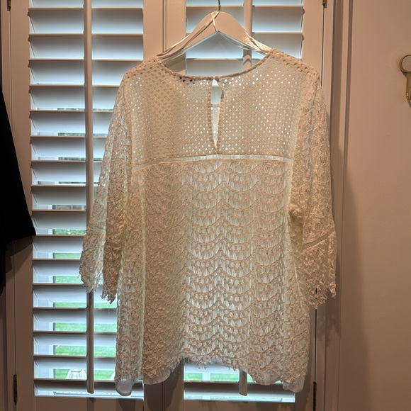 Rose and Olive size 3X white knit tunic blouse brand new bell sleeve super cute - Picture 6 of 6